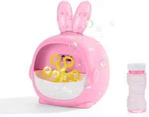 and Bubble Solution for Boys Girls, Portable Outdoor/Indoor Toy for Toddler, Gift for Birthday/Wedding/Family(Rabbit) Automatic Bubble Machine, Upgraded Animal Bubble Blower admission reconcile shallow with 6 Wands 