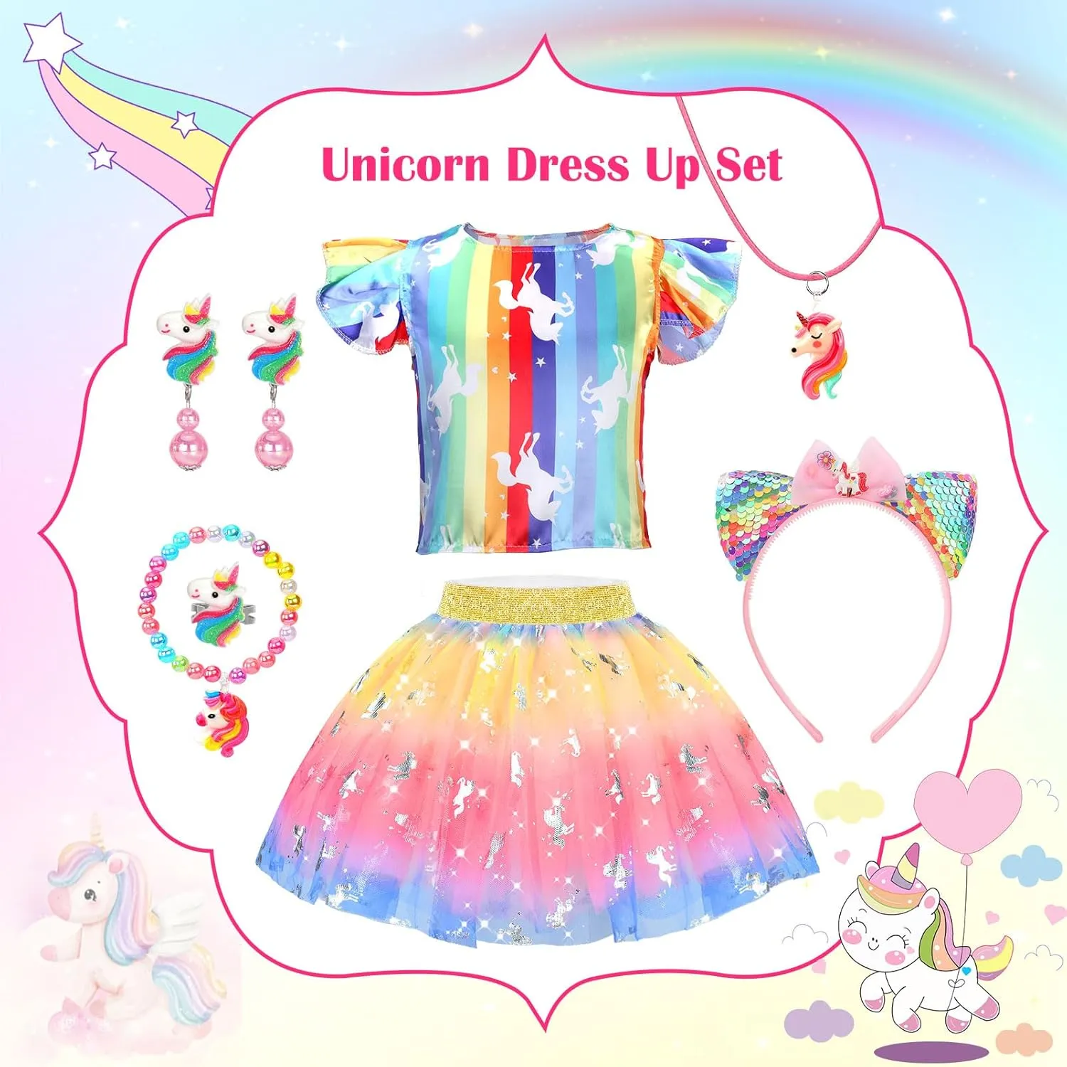 and Costume for Girls bulk 3-6$ Unicorn Frozen Mermaid Princess Toys Set with Accessories$ Toddler Girl Toys for Christmas Birthday Gifts Princess Dress Up for Girls 4-6$ 15 PCS Princess Dresses 