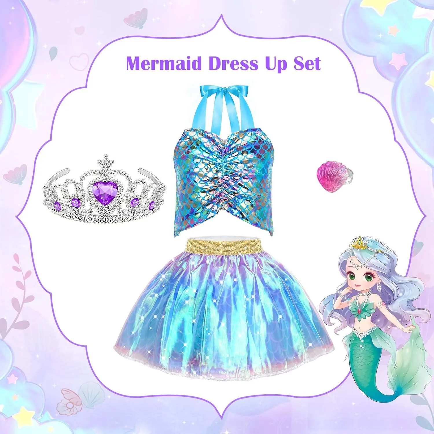 and Costume for Girls bulk 3-6$ Unicorn Frozen Mermaid Princess Toys Set with Accessories$ Toddler Girl Toys for Christmas Birthday Gifts Princess Dress Up for Girls 4-6$ 15 PCS Princess Dresses 