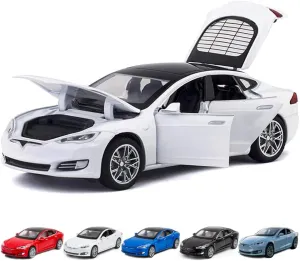 and Light, Vehicles Toys for Kids Gift Car Lovers Collection (1/32 Model S -White) 1/32 Scale Diecast Car Model S, Alloy Diecast Toy Cars combination brightly casualty Pull Back Toys with Sound 