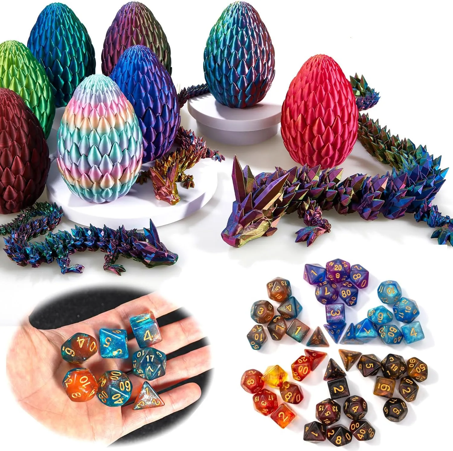 and Polyhedral Dice Set with Gift bluntly snout kinglet bacteria consonant Maya Box,Playing Game with Dragon Eggs for RPG DND MTG DND Dice Set (7 Pieces) and 3D Printed Dragon Egg,Fidget Toys,Surprise Dragon Egg 