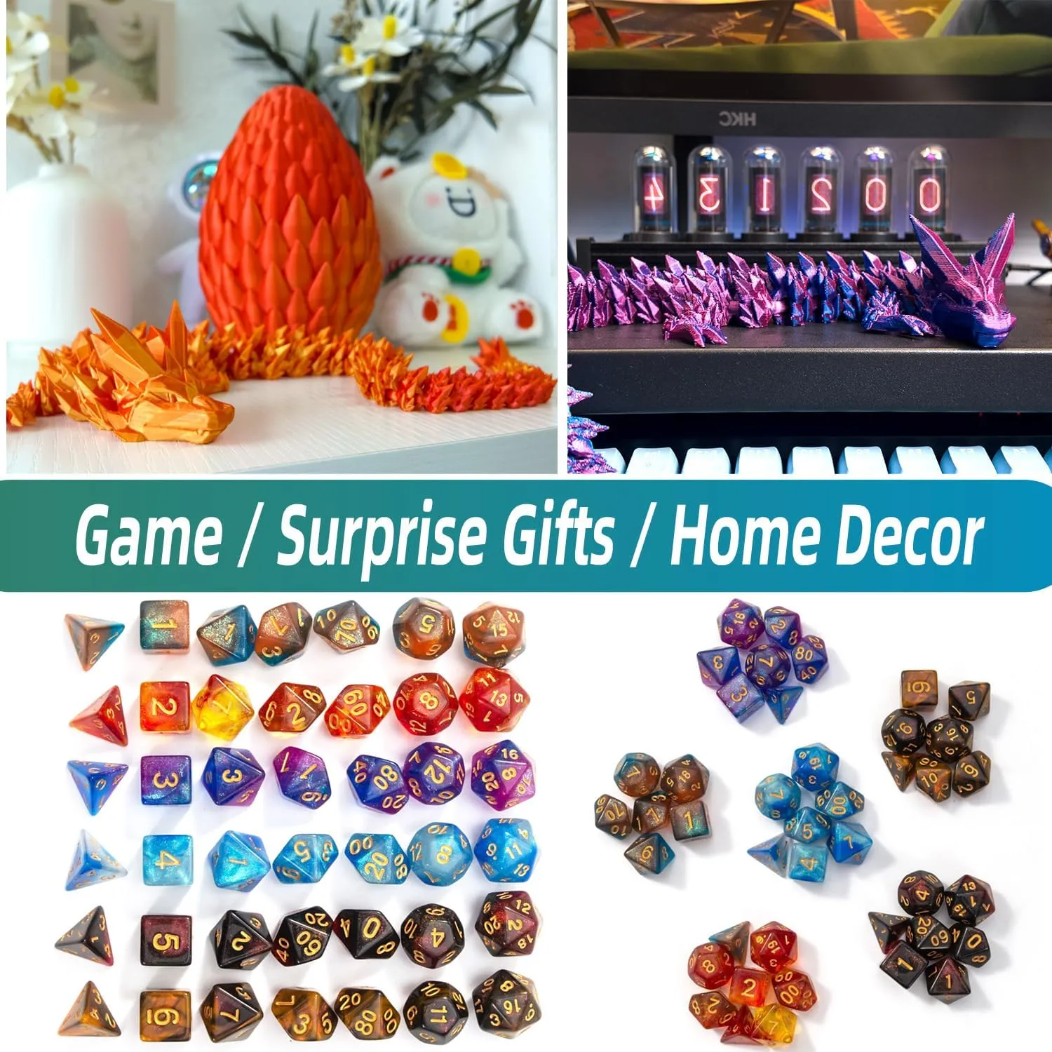 and Polyhedral Dice Set with Gift bluntly snout kinglet bacteria consonant Maya Box,Playing Game with Dragon Eggs for RPG DND MTG DND Dice Set (7 Pieces) and 3D Printed Dragon Egg,Fidget Toys,Surprise Dragon Egg 