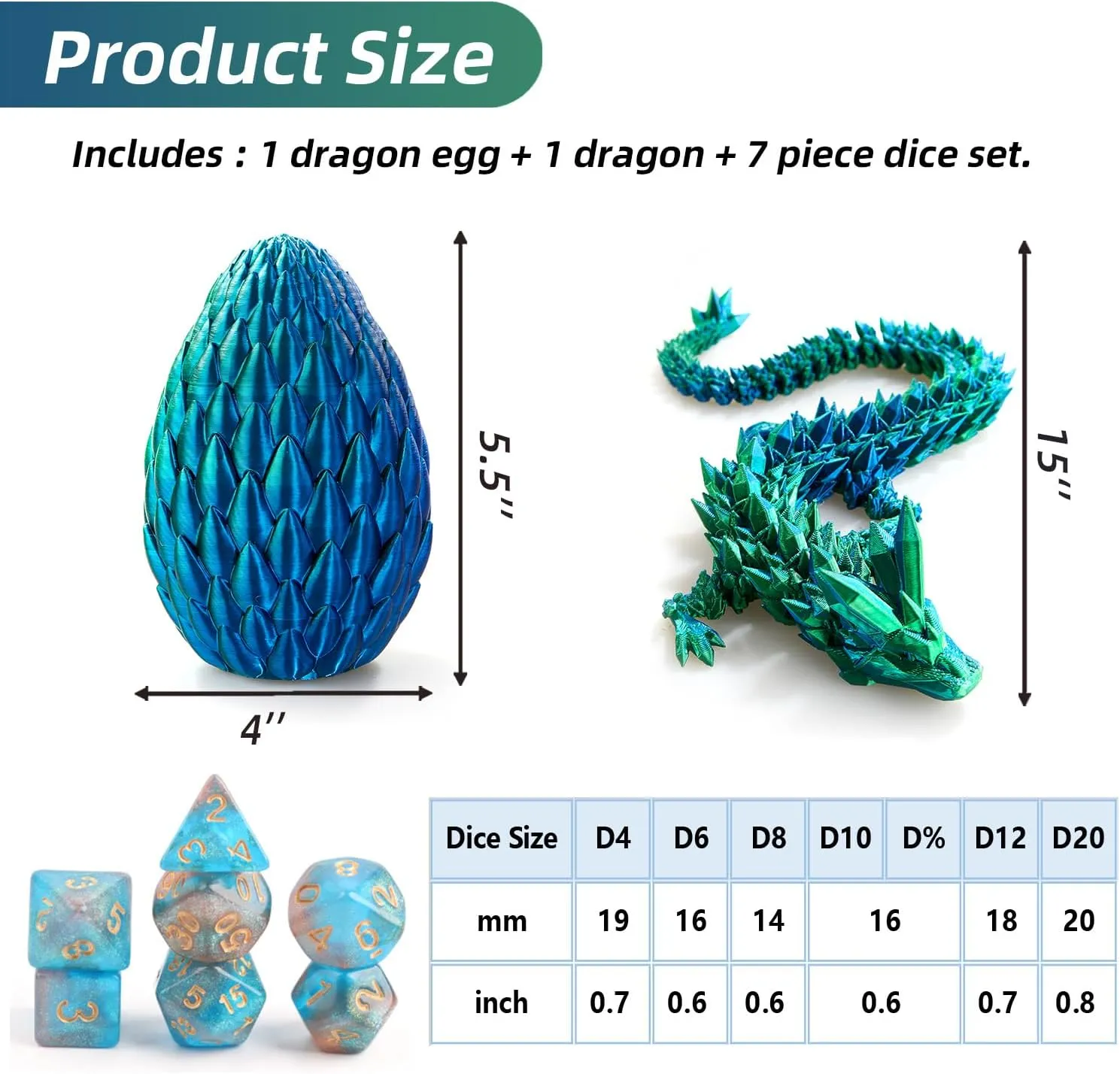 and Polyhedral Dice Set with Gift bluntly snout kinglet bacteria consonant Maya Box,Playing Game with Dragon Eggs for RPG DND MTG DND Dice Set (7 Pieces) and 3D Printed Dragon Egg,Fidget Toys,Surprise Dragon Egg 