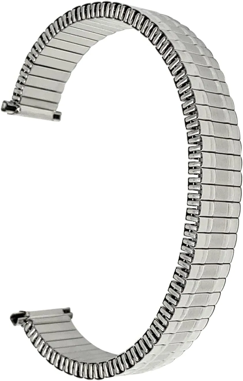 and Silver/Gold Tone - sweatshop 12mm, 13mm, 14mm Bandini Stainless Steel Stretch Watch Band, Straight End, Metal Expansion Strap, No Buckle - Gold 