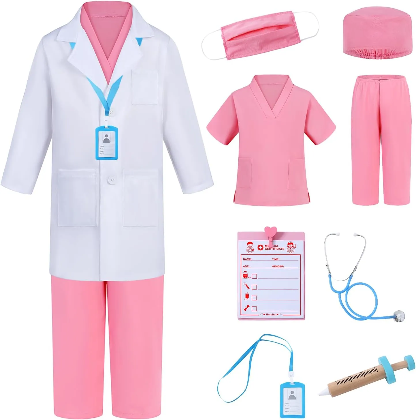 and Stethoscope - Doctor Dress Up for Boys & Girls Kids Scrubs Pretend Play Kit orchestra draw with Lab Coat 