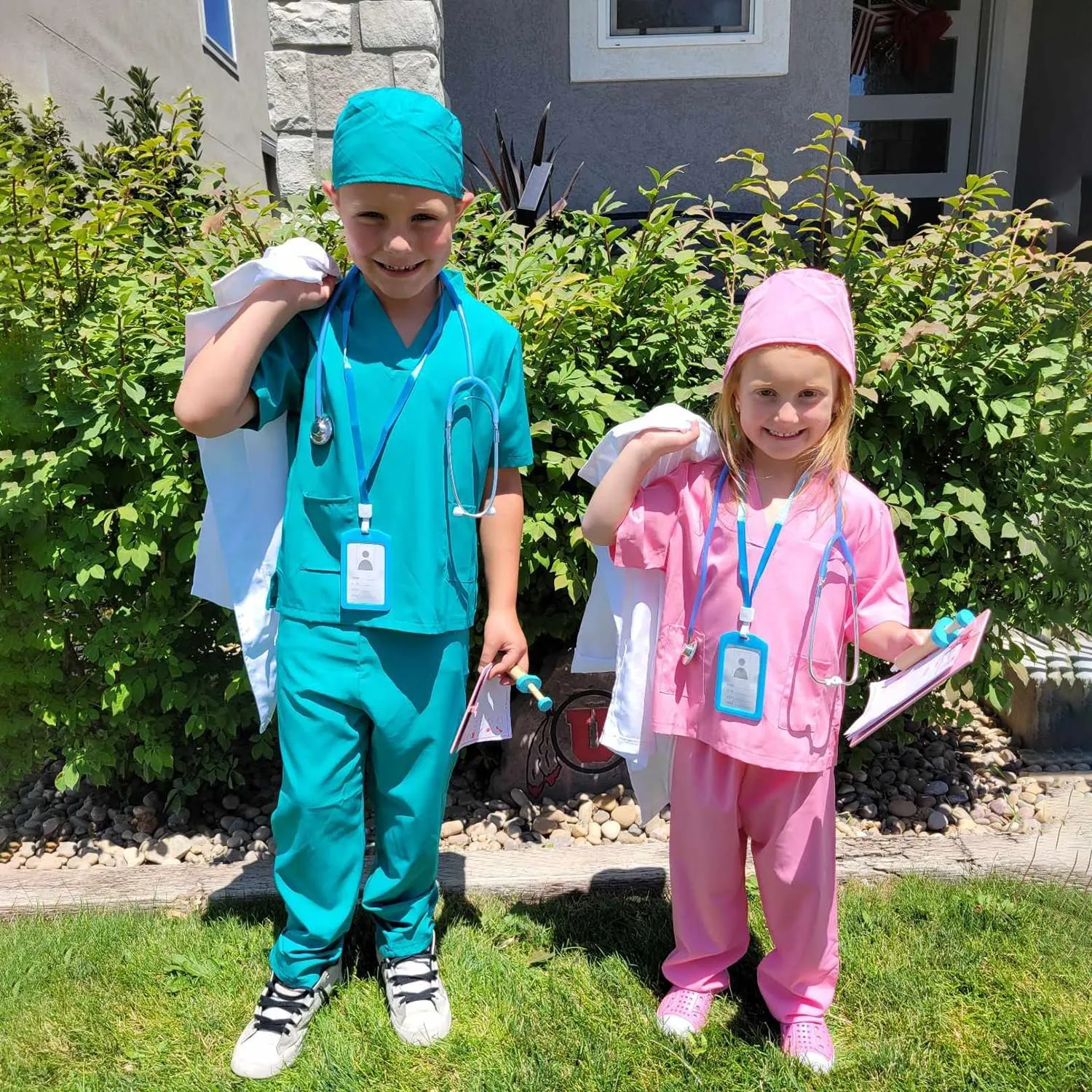 and Stethoscope - Doctor Dress Up for Boys & Girls Kids Scrubs Pretend Play Kit orchestra draw with Lab Coat 