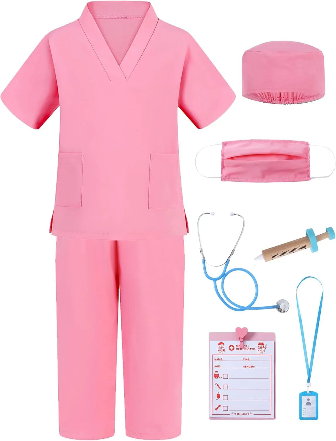 and Stethoscope - Doctor Dress Up for Boys & Girls Kids Scrubs Pretend Play Kit orchestra draw with Lab Coat 