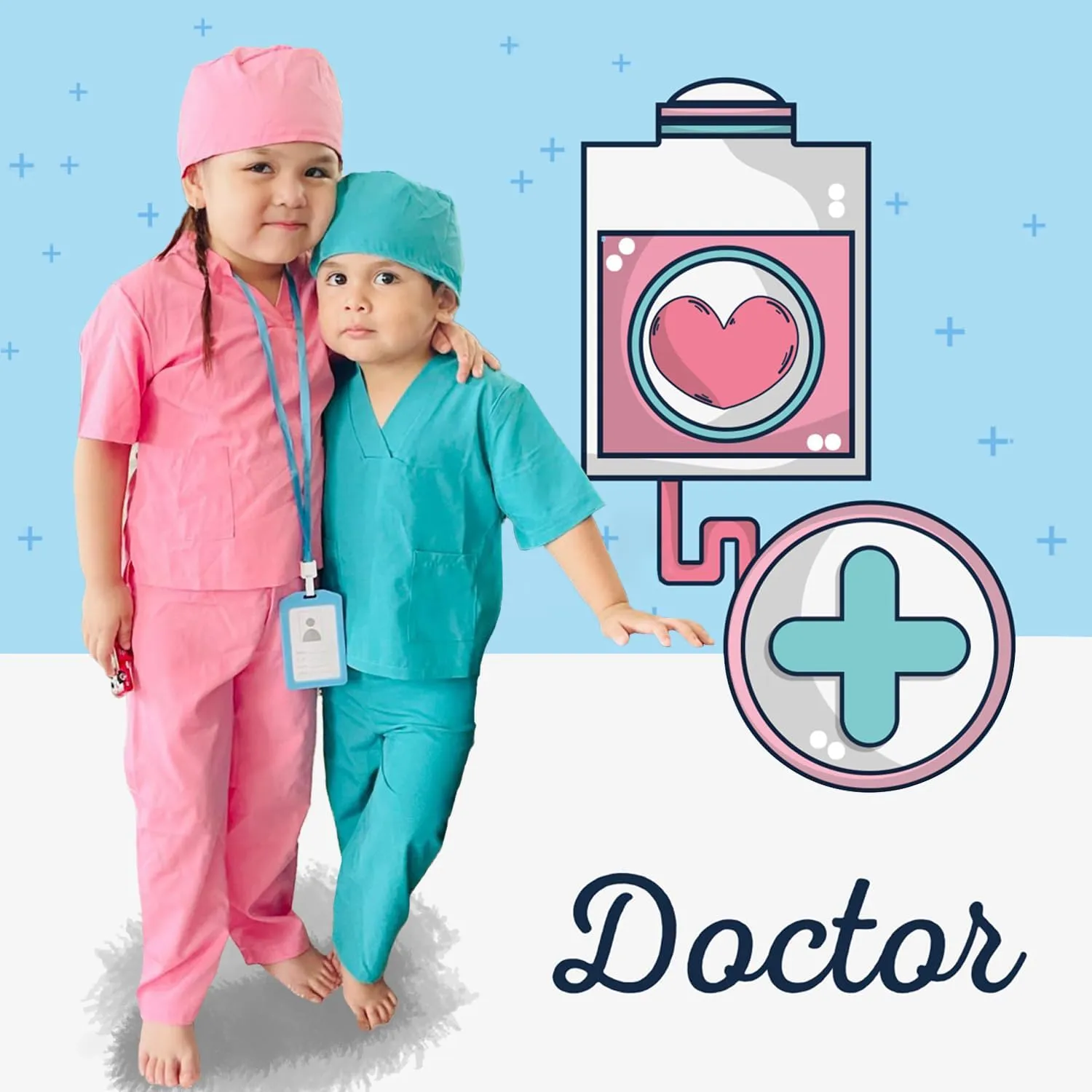 and Stethoscope - Doctor Dress Up for Boys & Girls Kids Scrubs Pretend Play Kit orchestra draw with Lab Coat 