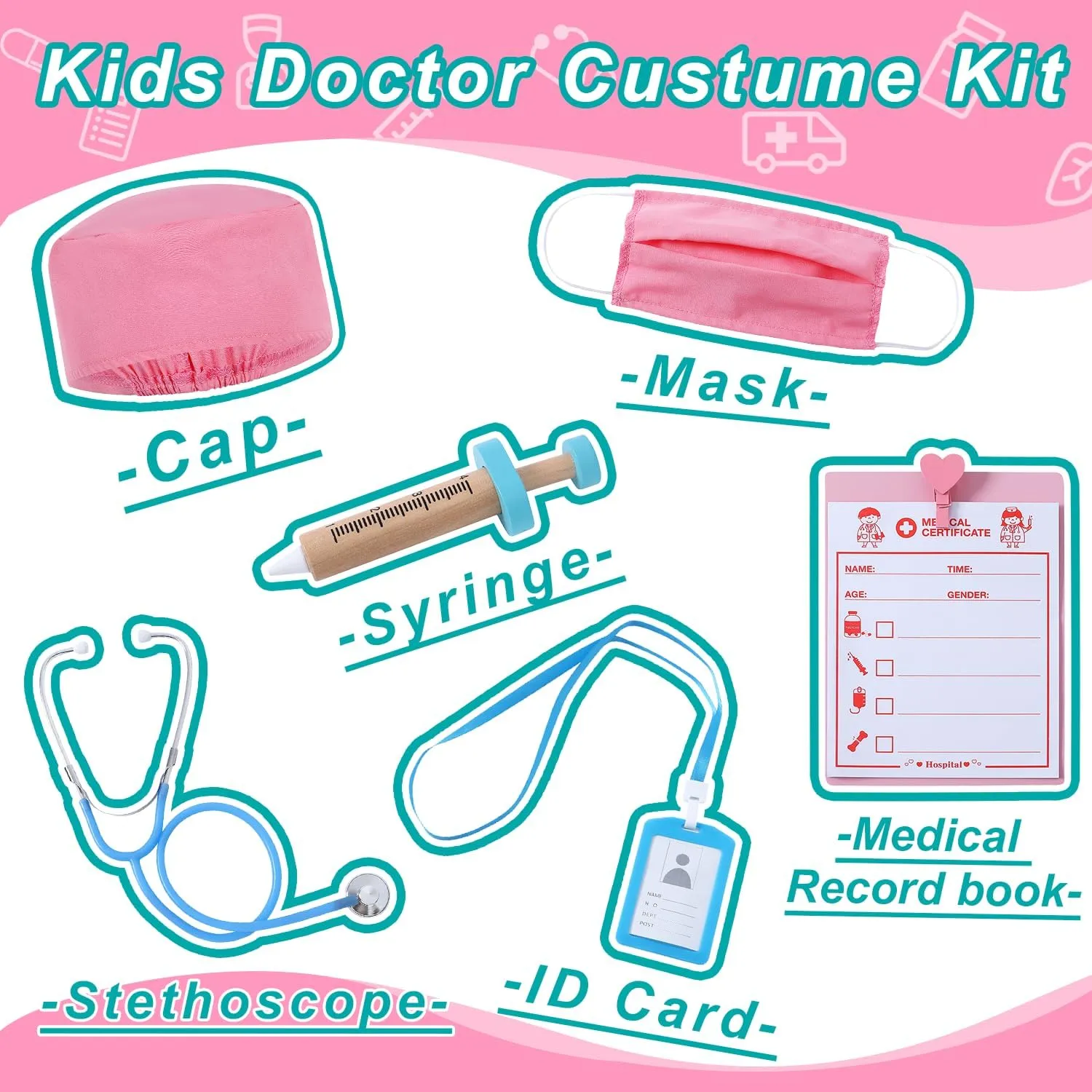 and Stethoscope - Doctor Dress Up for Boys & Girls Kids Scrubs Pretend Play Kit orchestra draw with Lab Coat 