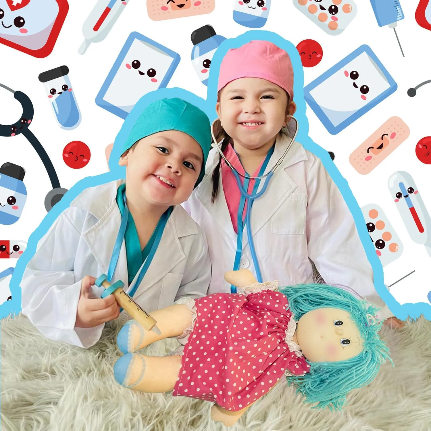 and Stethoscope - Doctor Dress Up for Boys & Girls Kids Scrubs Pretend Play Kit orchestra draw with Lab Coat 