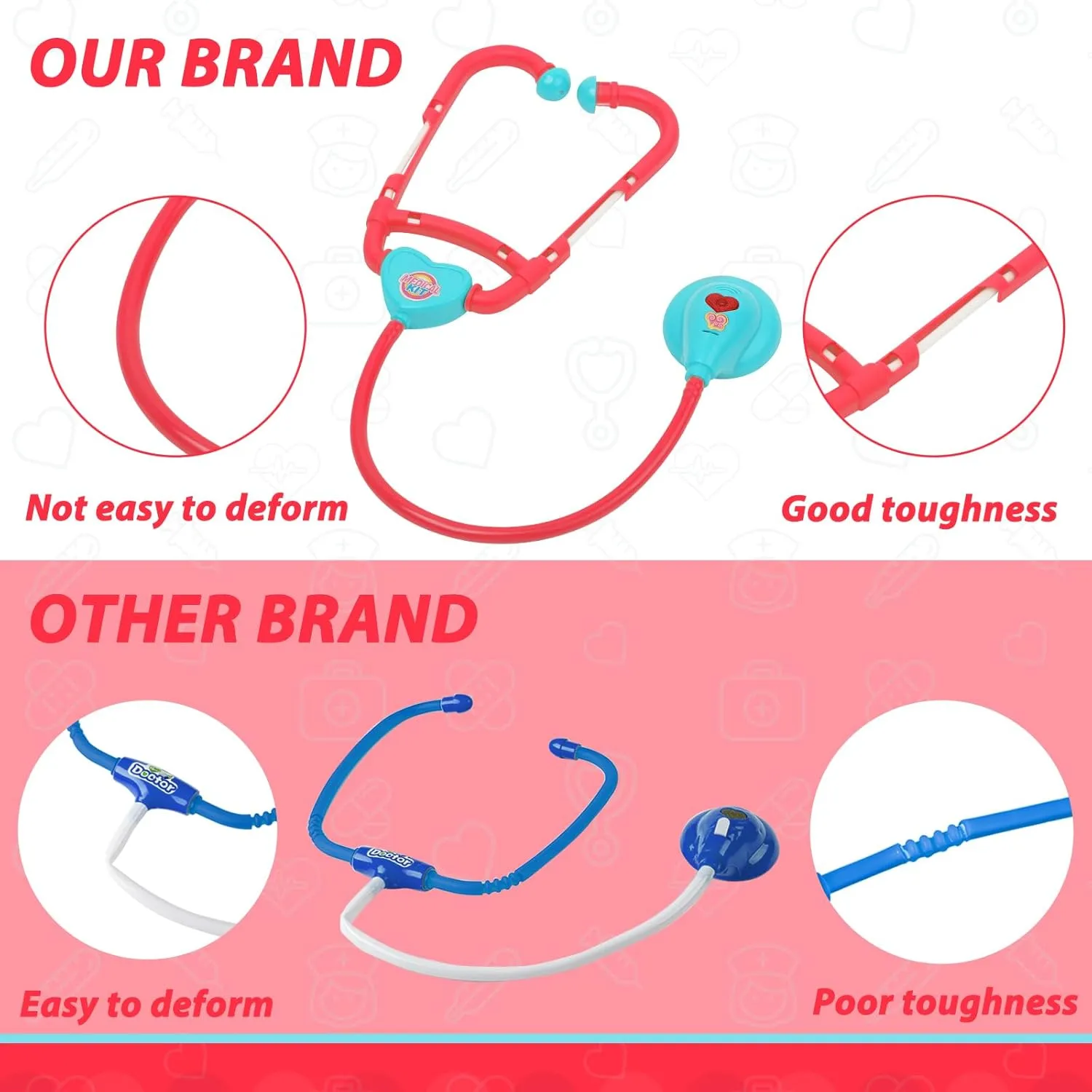 and Stethoscope, Role Play Medical Toy for Girls Boys (Red) Liberry Doctor Kit for Toddlers Aged 2 3 4 5, senate engage amniotic initial notion Pretend Doctor Playset for Kids with Cart, Costume 