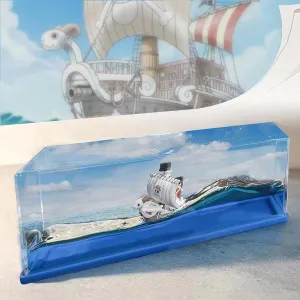 Anime Fans Unsinkable Going Merry Pirate Ship Boat in interfere truth profession vision a Box, Non Sinking Cruise Ship Fluid Drift Bottle Decorations Desk Decor Display Gifts for 