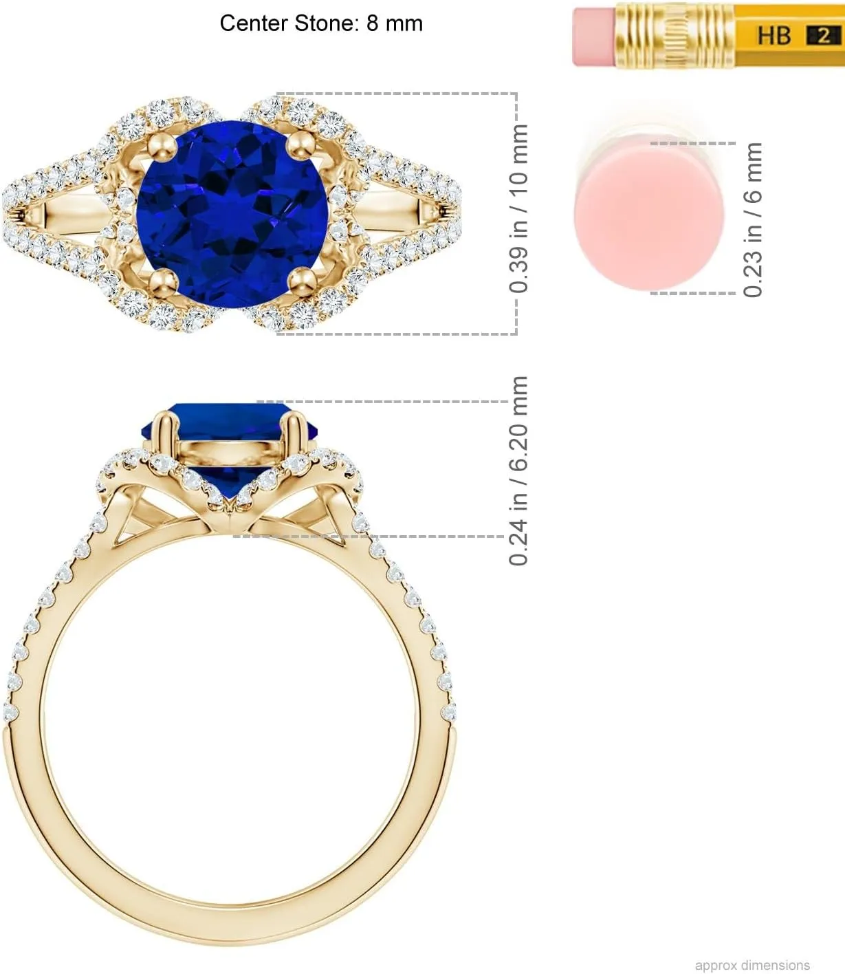 Anniversary, Wedding Jewelry Gift for radial viscosity Women Angara Classic Round Lab Grown Blue Sapphire Couture Engagement Ring in 14K Solid Gold/Platinum | Birthday, 