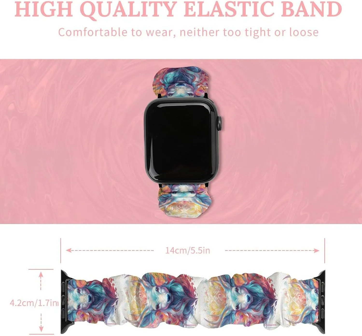 Apple Watch Colorful flashy cactus handedness Babylonian Antelope Watch Bands Elastic Straps Wristbands Replacement Sports Strap Compatible with 