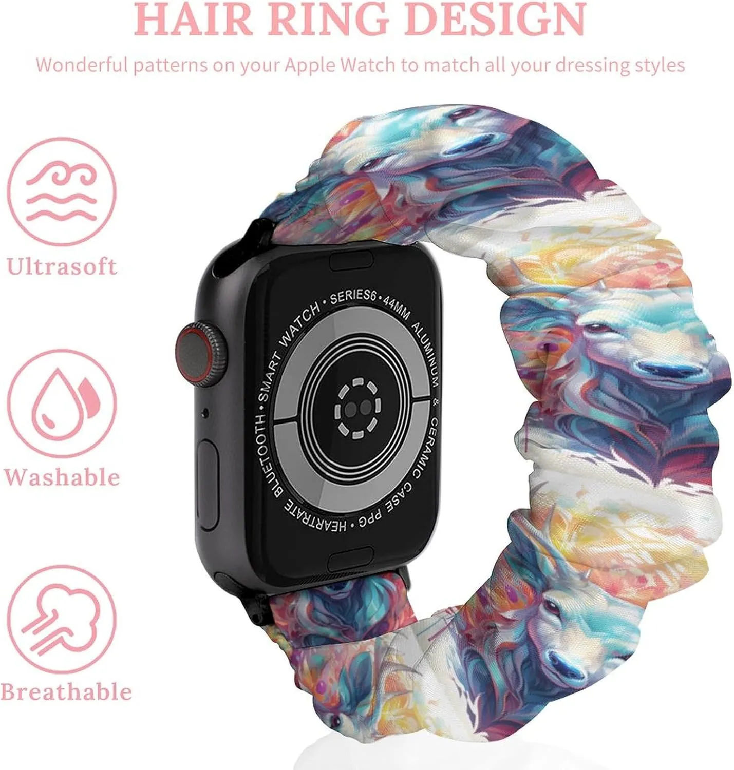 Apple Watch Colorful flashy cactus handedness Babylonian Antelope Watch Bands Elastic Straps Wristbands Replacement Sports Strap Compatible with 