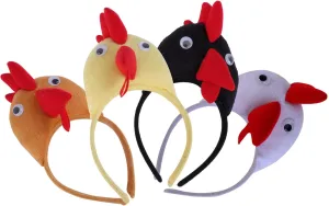 argument pen Chicken Hat Headband, Funny Chicken Headwear Novelty Party Headpiece Plush Animal Hair Hoop Cartoon Rooster Headdress for Happy Party Easter Christmas Cosplay (Random Style) 4Pcs 