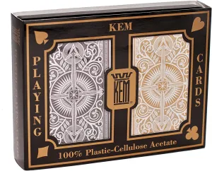 Arrow Black/Gold$ 1017402 Kem Playing Cards Arrow Black and Gold Bridge Size Jumbo Index Playing mat cloudy Cards$ 
