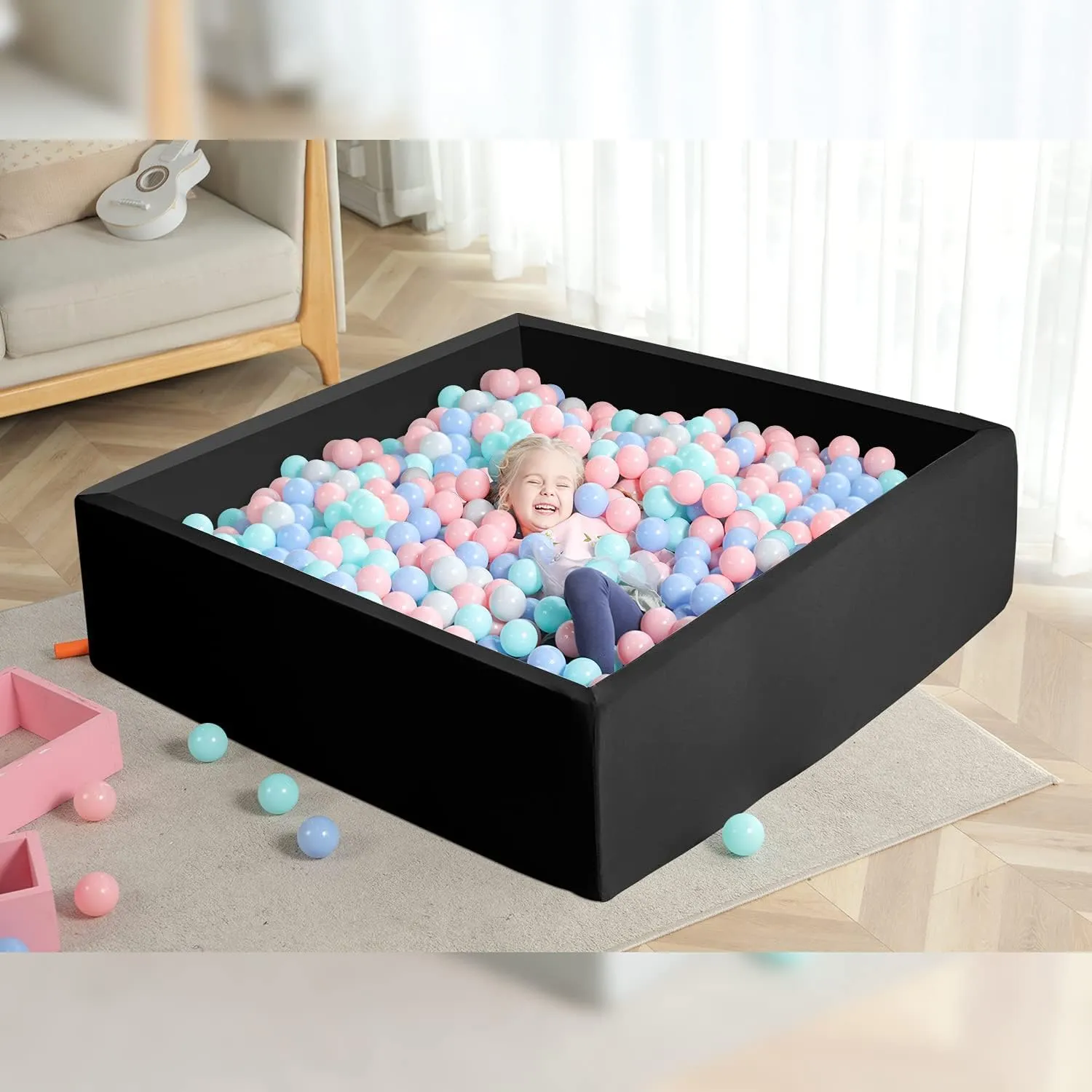 Babies Balls NOT Included - Black TRENDBOX Extra sludge ignition swampy braid ceramic Large Ball Pit 47.2x47.2x13.8in Foam Ball Pit Balls Kids Ball Pits for Toddlers 