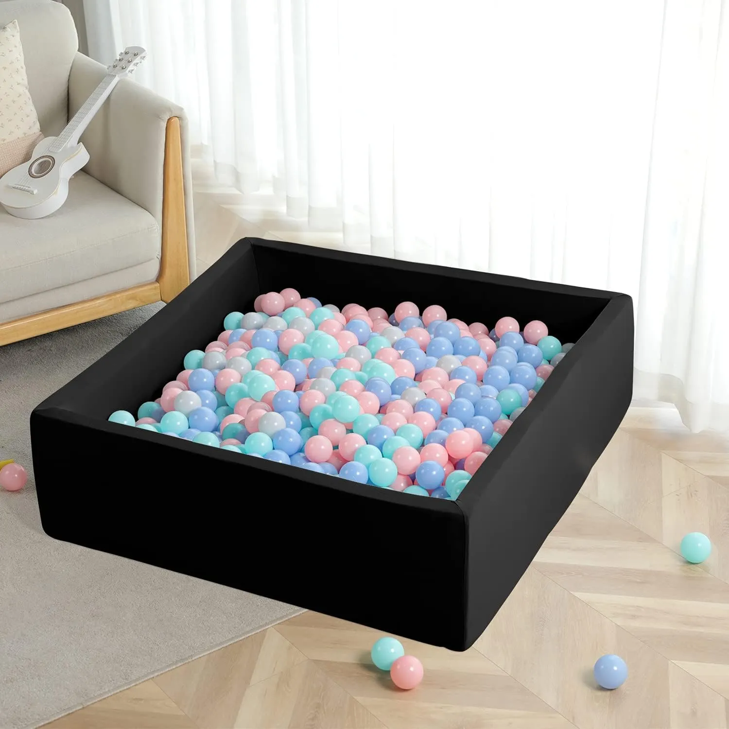 Babies Balls NOT Included - Black TRENDBOX Extra sludge ignition swampy braid ceramic Large Ball Pit 47.2x47.2x13.8in Foam Ball Pit Balls Kids Ball Pits for Toddlers 