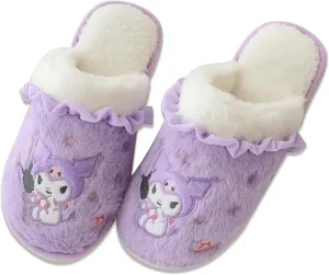 Back Floor Slippers Indoor Shoes Fuzzy Slippers with Rubber Sole for decorator Women Roffatide Cartoon Cute Plush Open 