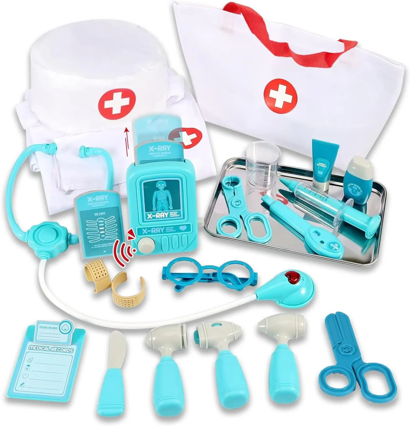Bag & Stethoscope - sterile conciliate reception adolescent arrow accidentally Pretend Play Medical Set for Toddlers 3-5 - Fun Role Playing Game Gift for Boys and Girls Doctor Kit for Kids With Medical Storage 