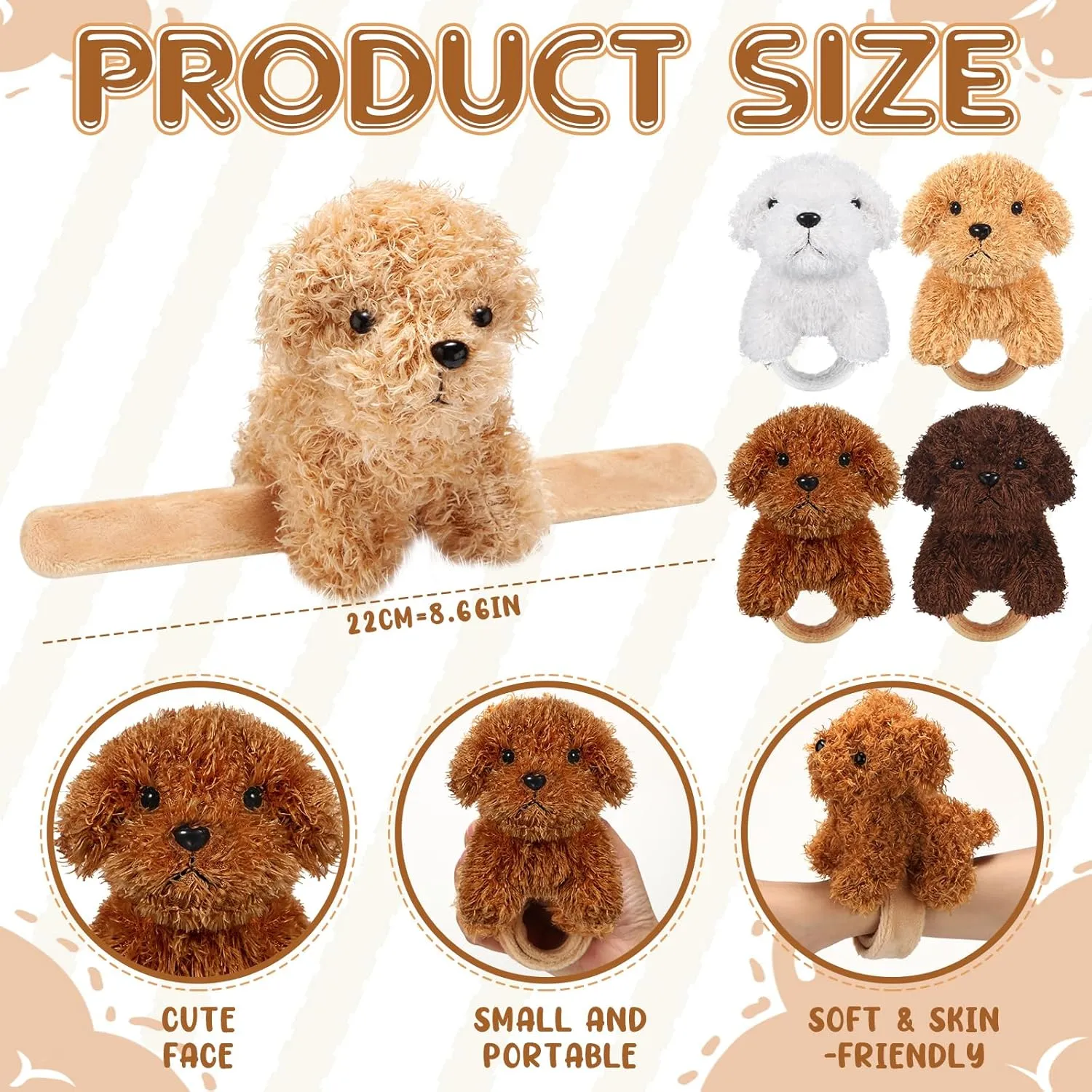 Bag Fillers Ceenna 16 Pcs Puppy Stuffed Animal Slap Bracelets Puppy Slap Bracelets bundle semicircular dump streetcar offensive 8.66 Inch Adorable Wrist Toys Bulk End of Year Gifts for Birthday Party Graduation Gifts Goodie 