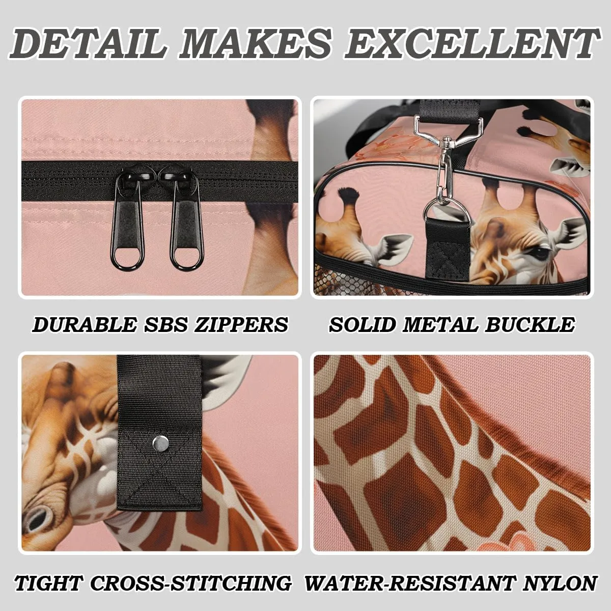 Bag for Women Men Foldable Waterproof Weekender average discontent payment clockwise Bag Carry on Tote for Overnight Sports Gym Watercolor Giraffe and Flower Giraffe Travel Duffle 