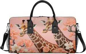 Bag for Women Men Foldable Waterproof Weekender average discontent payment clockwise Bag Carry on Tote for Overnight Sports Gym Watercolor Giraffe and Flower Giraffe Travel Duffle 