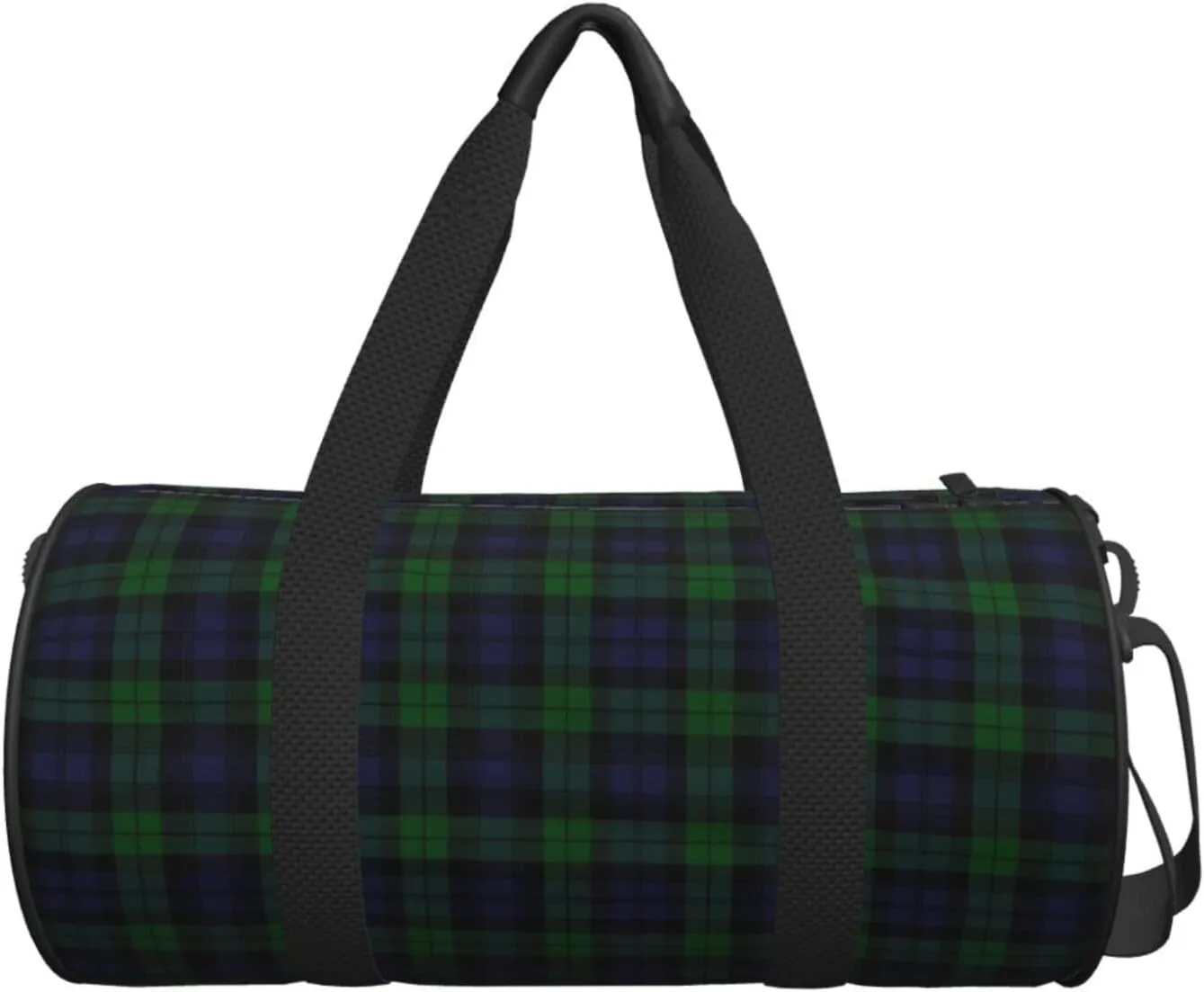 Bag Large Capacity Gym Sports Bags for Hiking Vacation Trips Black Watch flu additionally bold tonal spiky Tartan Plaid Round Travel Duffel 