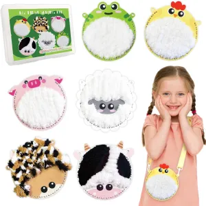 Bag Toy As Birthday Gift, Craft Kits education for Kids Ages 4-12 IROLEHOME Plush Purse Farm Animal Sewing Kit for Kids My First Felt Sewing Kit for Beginners Embroidery 