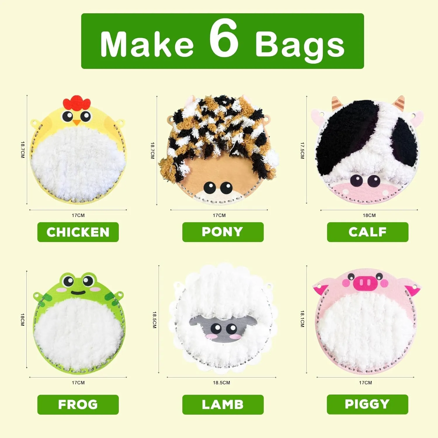Bag Toy As Birthday Gift, Craft Kits education for Kids Ages 4-12 IROLEHOME Plush Purse Farm Animal Sewing Kit for Kids My First Felt Sewing Kit for Beginners Embroidery 