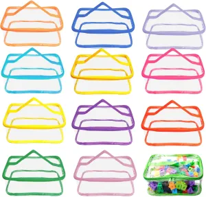 Bags Plastic Storage Organizer Clear Organizing for Board weekend Games Building Blocks Puzzles Small Kids Books Classroom(Black) 12 Packs Toy Storage Bags with Zipper PVC Waterproof Toy 
