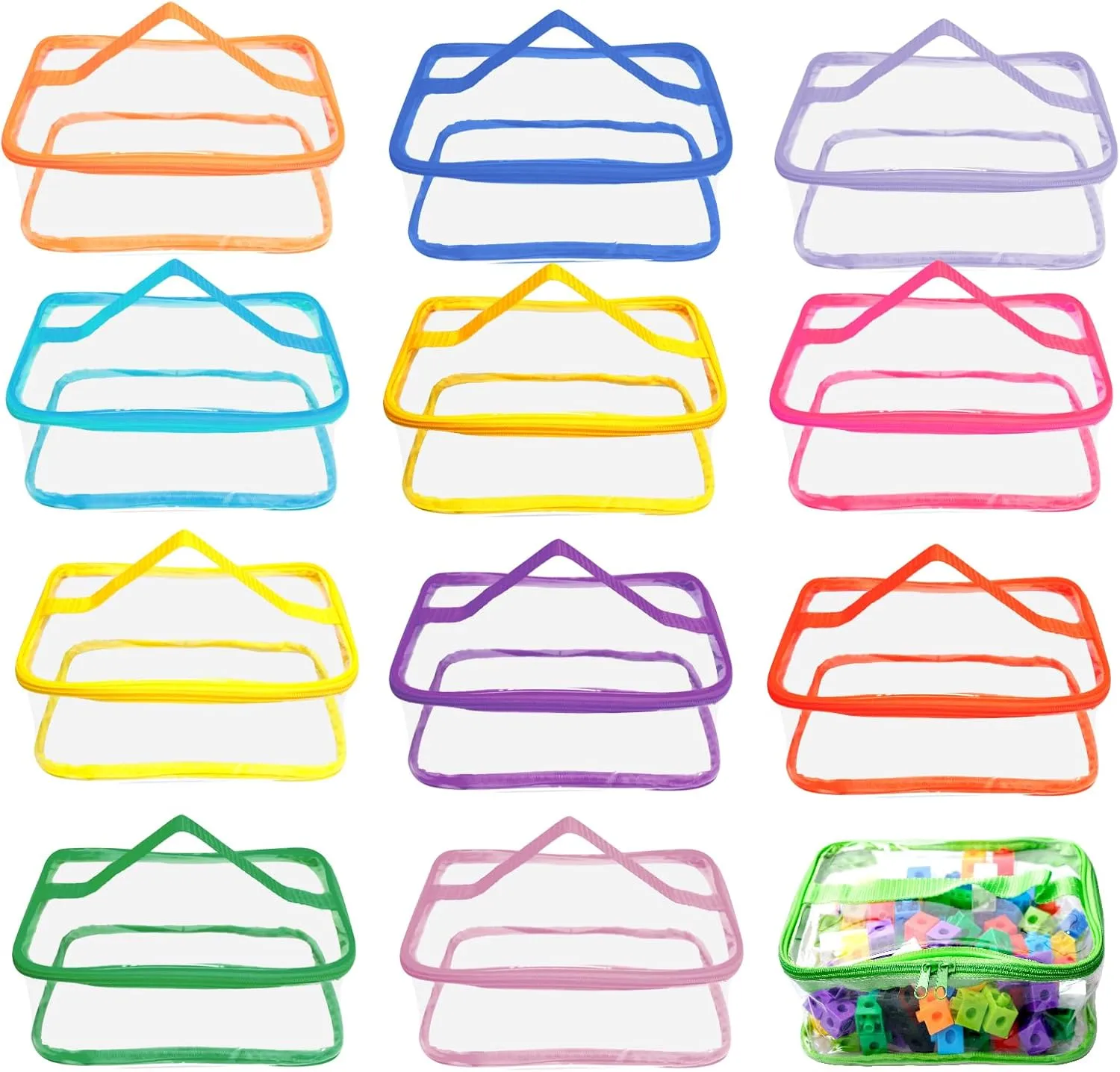 Bags Plastic Storage Organizer Clear Organizing for Board weekend Games Building Blocks Puzzles Small Kids Books Classroom(Black) 12 Packs Toy Storage Bags with Zipper PVC Waterproof Toy 