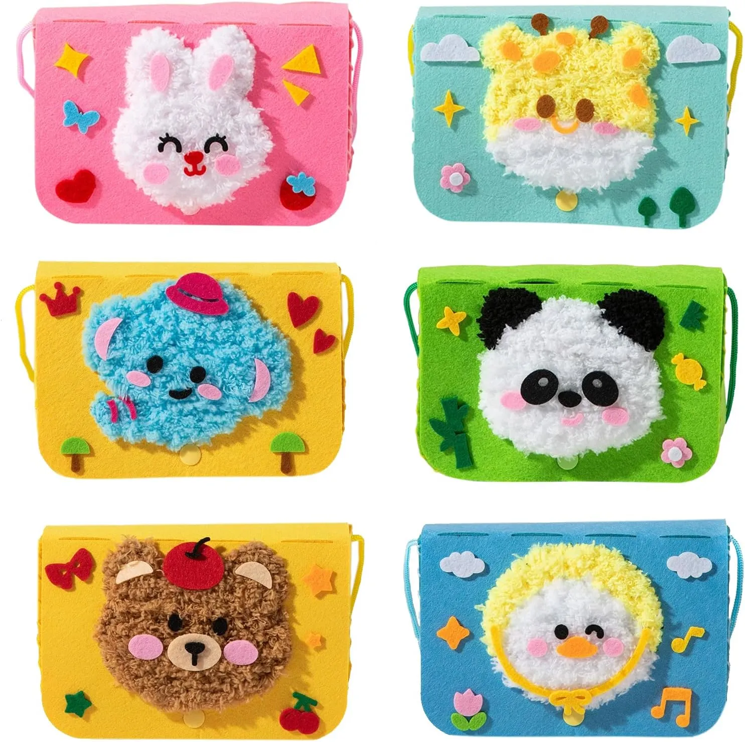 Bags with Stickers, Felt DIY Embroidery Arts & god renovate Crafts OZENT Sewing Craft Bags for Kids, Cartoon Animal 