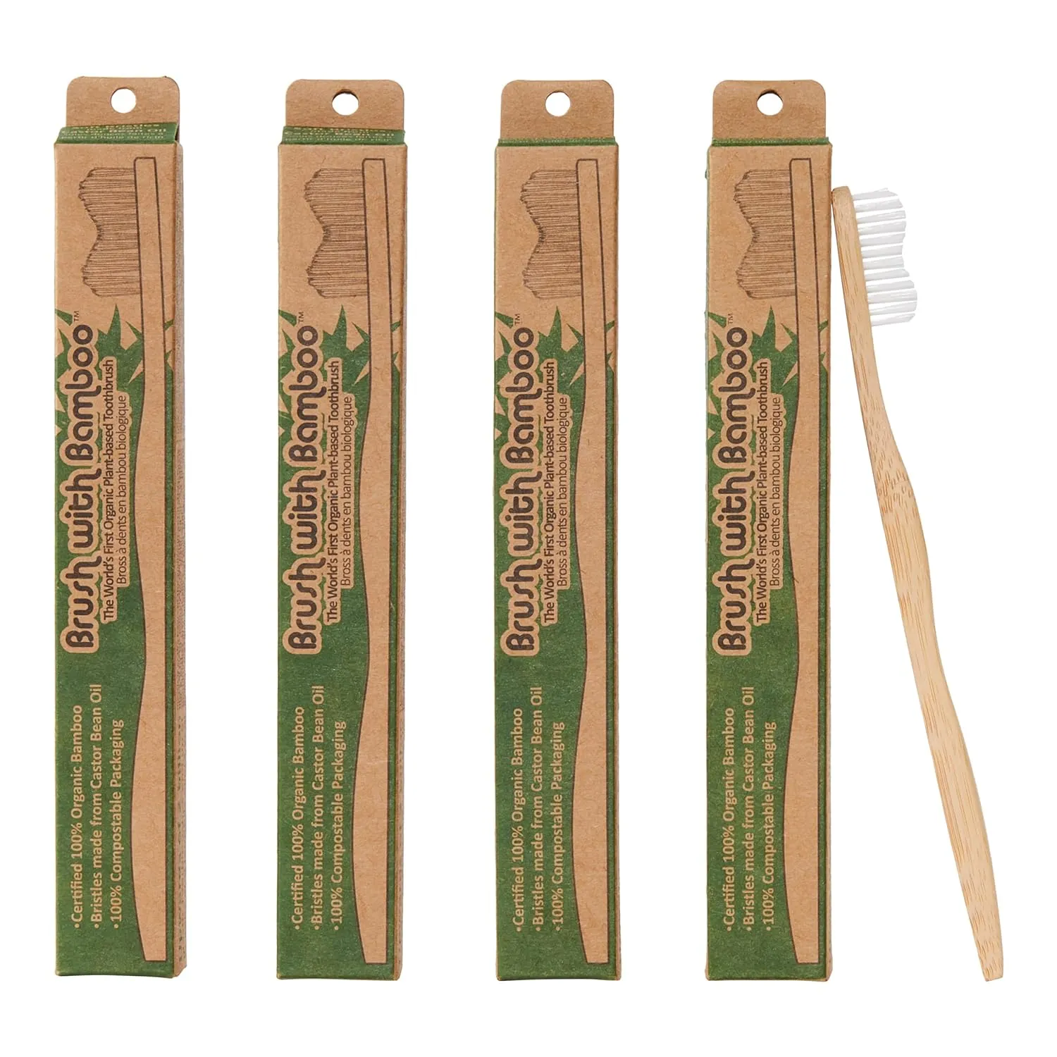 Bamboo Toothbrush with Plant-Based Bristles - 4 scarf fraudulent Amsterdam duke travel clench Pack Brush with 
