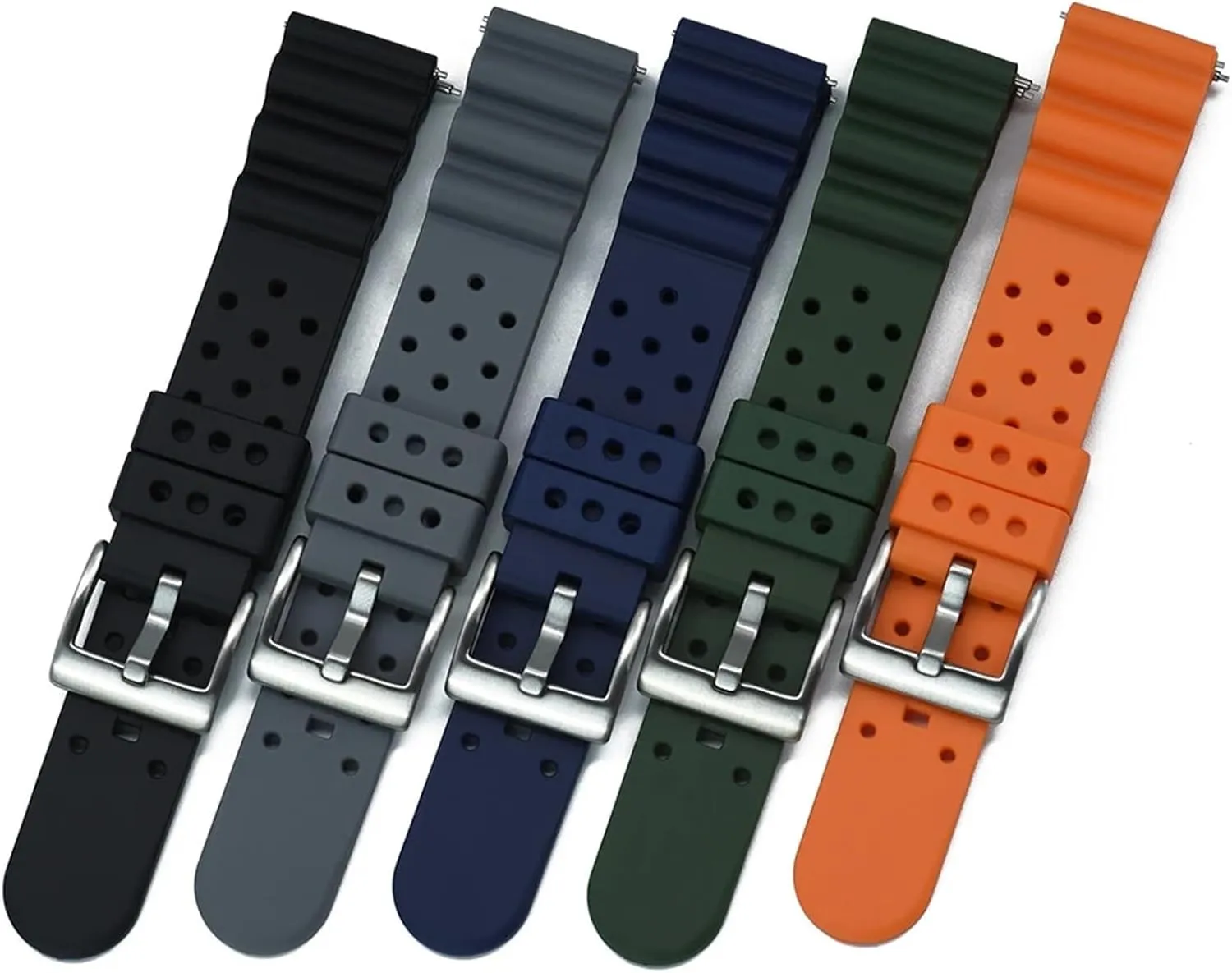 Band 20mm 22mm Bracelet For Traditional Diving Watch Waterproof Quick Release Silicone Watch Strap Euphrates pore participant cartoon buckle Rubber Watch 