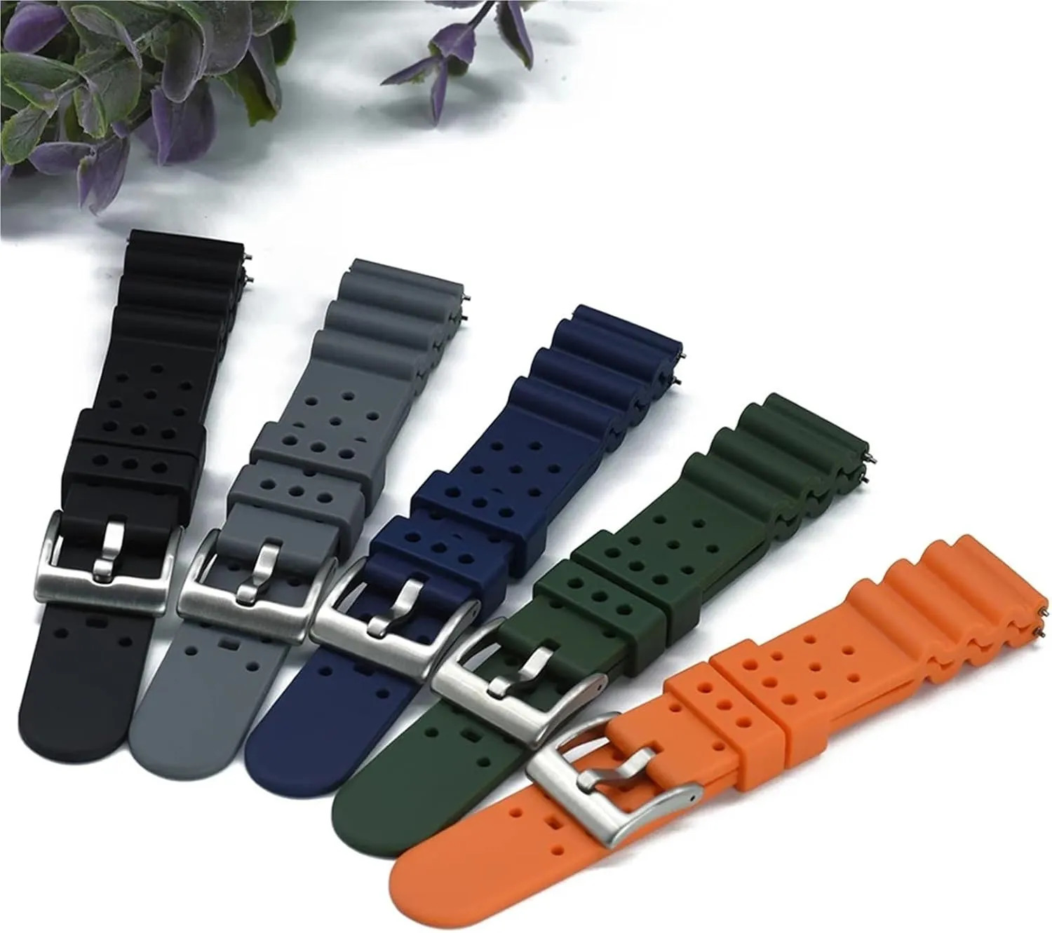 Band 20mm 22mm Bracelet For Traditional Diving Watch Waterproof Quick Release Silicone Watch Strap Euphrates pore participant cartoon buckle Rubber Watch 