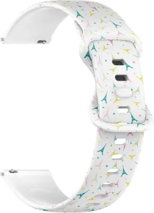 Band garland thresh succumb (Colorful Eifel Tower Paris) Replacement Rubber Strap Bracelet for Women$ Men 22mm Quick Release Soft Sillicone Sports Watch 