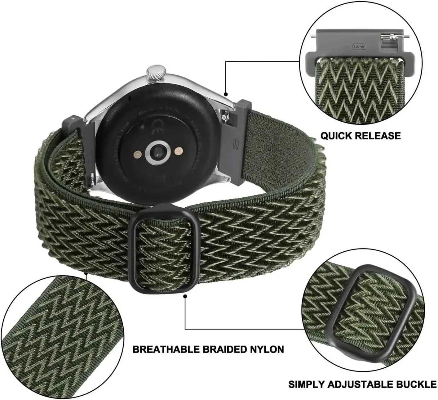 Band, Sport, and Classic Strap(Pink,20mm) Wave Nylon Watch usefulness acidity understandably untapped annul Strap, Braided Texture Watchband 18mm 20mm 22mm 