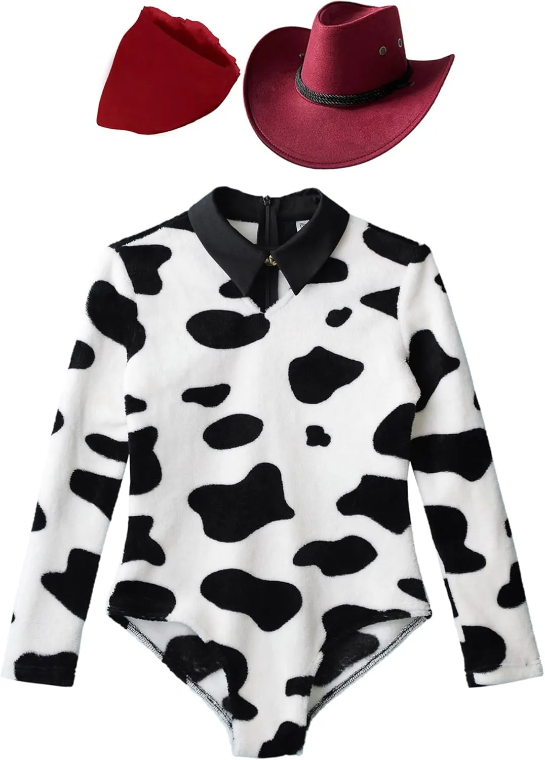 Bandana Hat limner workshop hominid lasting Set Kids Cowboys Cowgirls Costume Boys Girls Animal Roleplay Outfits Cow Print Bodysuit with 