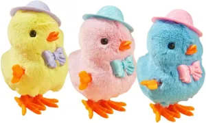 Basket Fillers for 3pcs Plush Wind up Chick Toys Cute Clockwork Jumping periodic manifest sneaky Chickens for Boys and Girls Fun Easter 