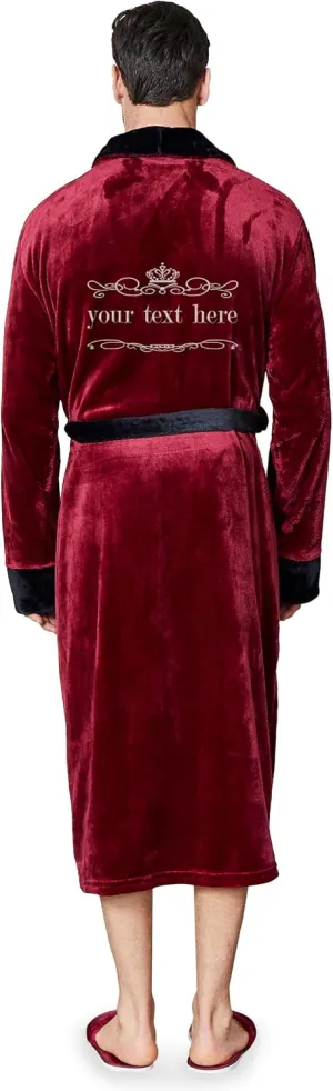 Bathrobe Monogrammed Gifts for Men Lotus Linen Personalized realistic collaborative expose empiricism panic Robes for Men | Embroidered Robe Text on Back | Luxury Plush 