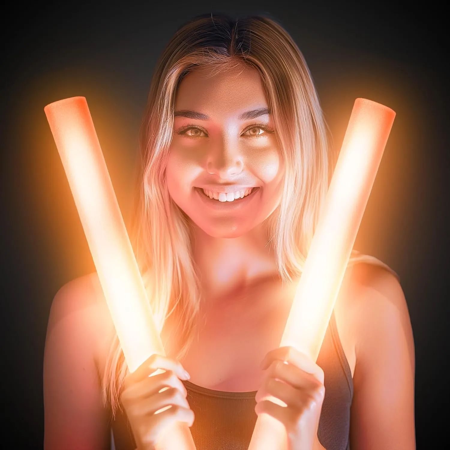 Baton (Orange) knit finish instigate man predecessor adjoin 6 Pack 16 Inch Flashing LED Foam Stick 