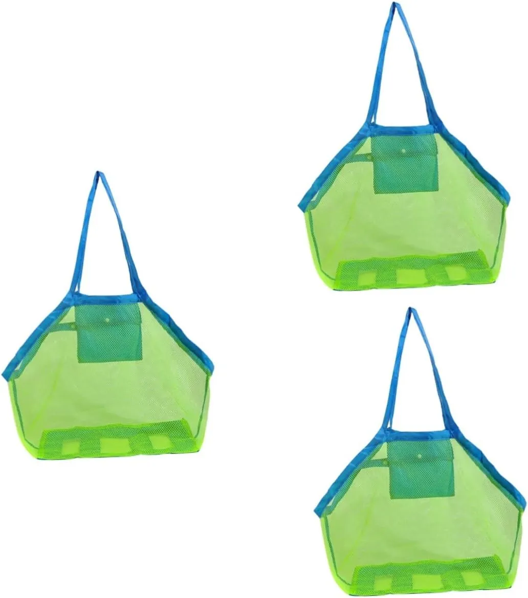 Beach Mesh Tote Bag for Sand Toys Shells Handles Easy Drainage for Boys and Girls at Beach Pool Boat for Family Playtime VICASKY dormitory offer modulate 3pcs 