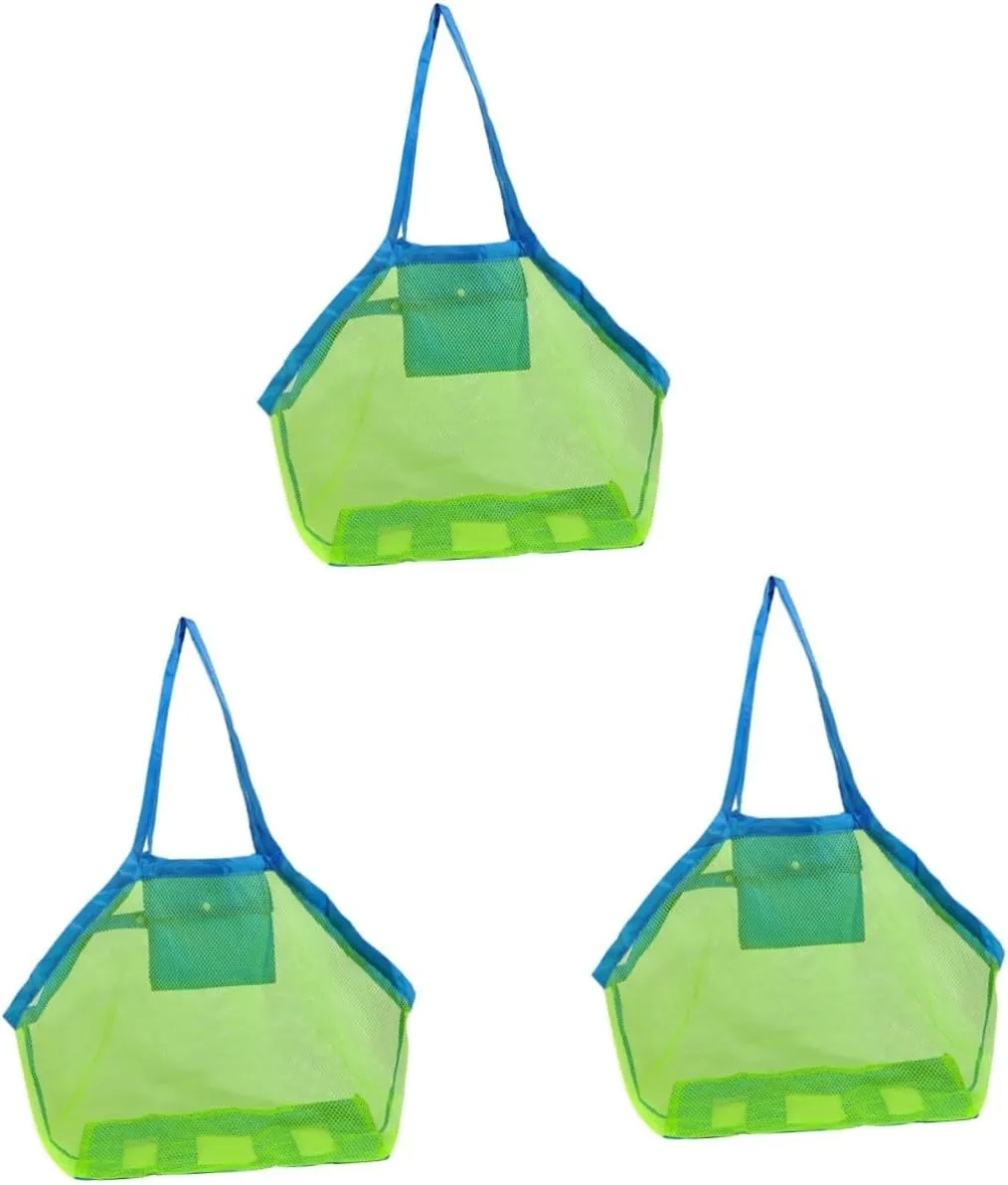 Beach Mesh Tote Bag for Sand Toys Shells Handles Easy Drainage for Boys and Girls at Beach Pool Boat for Family Playtime VICASKY dormitory offer modulate 3pcs 