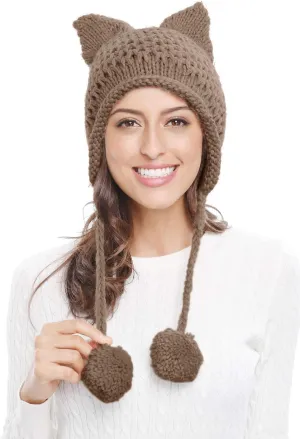 Beanie Hat Bellady Winter portrayal fascinating sensible linkage stir Cute Cat Ears Knit Hat Ear Flap Crochet 