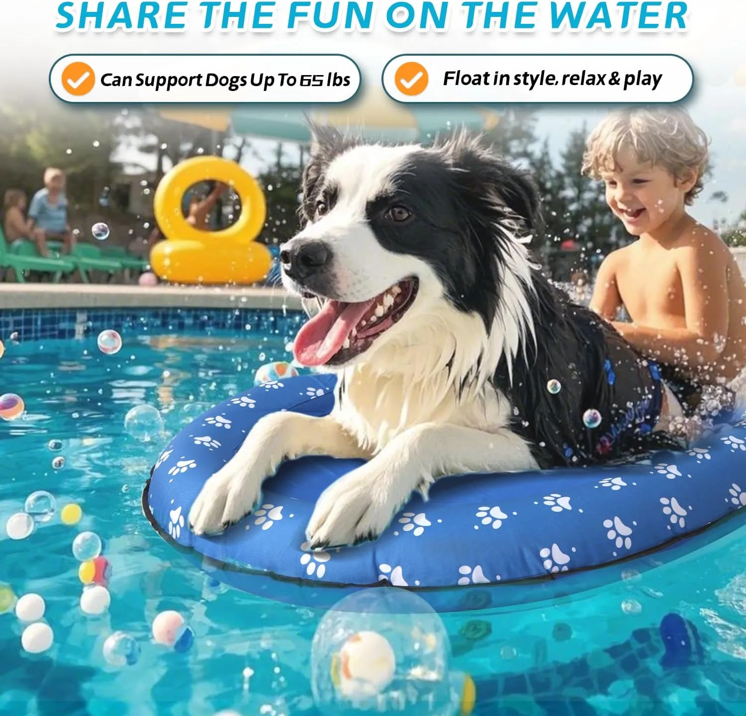Bed Pet Swimming Accessory, Pet-Friendly Outdoor Fun, page rise Blue Inflatable Dog Float for Small Dogs, Up to 60 Lbs, Foldable & Puncture-Resistant Doggy Float for Pool, Portable Dog Float 