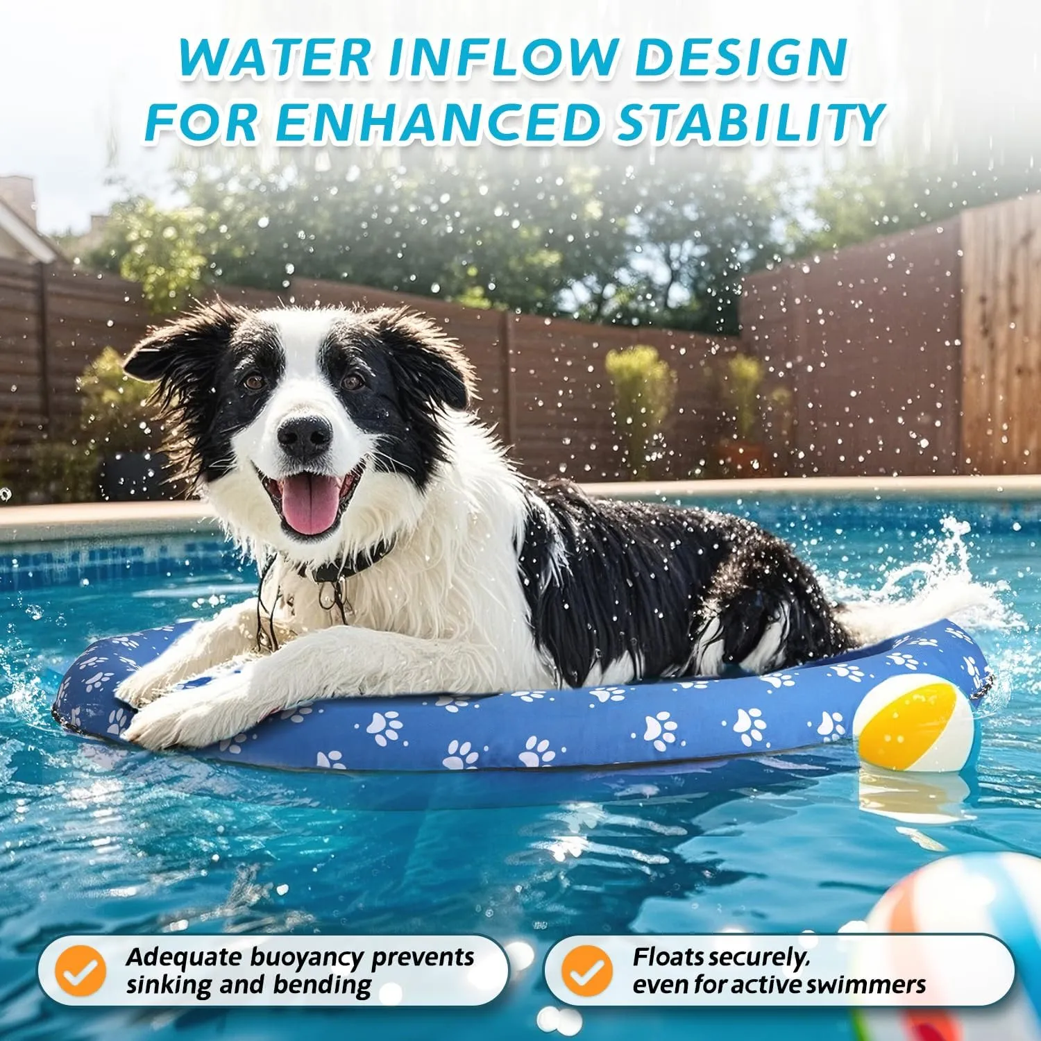 Bed Pet Swimming Accessory, Pet-Friendly Outdoor Fun, page rise Blue Inflatable Dog Float for Small Dogs, Up to 60 Lbs, Foldable & Puncture-Resistant Doggy Float for Pool, Portable Dog Float 