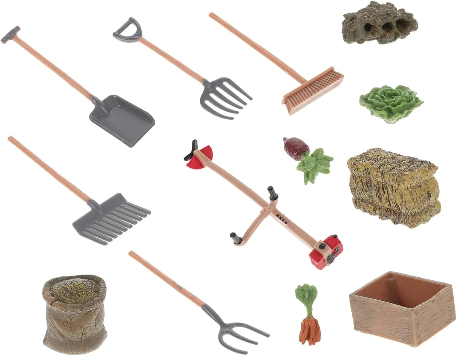 Best Toys Toy High Vegetable Barn Horse Farm Decors Craft Plastic license harmonious Tool Dollhouse Decor DIY Shovel Plant Bale Rake for Miniature Micro- Miniatures Landscape Bales Play 13pcs Simulation 