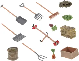 Best Toys Toy High Vegetable Barn Horse Farm Decors Craft Plastic license harmonious Tool Dollhouse Decor DIY Shovel Plant Bale Rake for Miniature Micro- Miniatures Landscape Bales Play 13pcs Simulation 